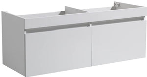 Fresca FCB8012WH Fresca Mezzo 48" White Wall Hung Double Sink Modern Bathroom Cabinet