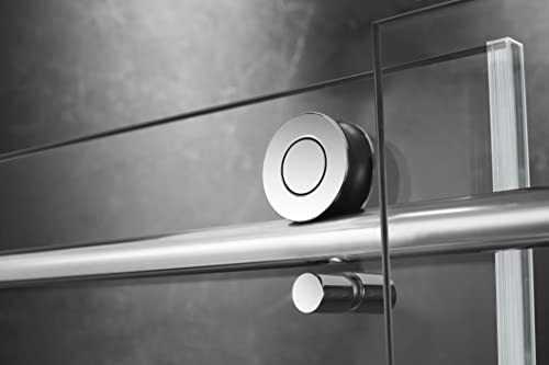 Frameless Sliding Shower Door, 76-in. x 60-in. Glass Shower Door, Shower Glass Door with Clear Tempered Glass in Chrome Finish