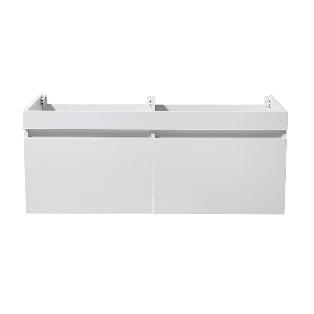 Fresca FCB8042WH Fresca Mezzo 60" White Wall Hung Double Sink Modern Bathroom Cabinet