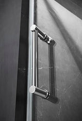 Frameless Sliding Shower Door, 76-in. x 60-in. Glass Shower Door, Shower Glass Door with Clear Tempered Glass in Chrome Finish