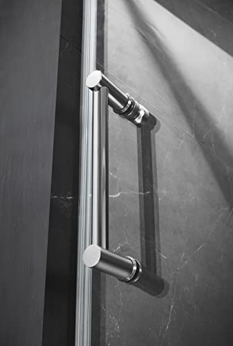 Frameless Sliding Shower Door, 76-in. x 60-in. Glass Shower Door, Shower Glass Door with Clear Tempered Glass in Chrome Finish