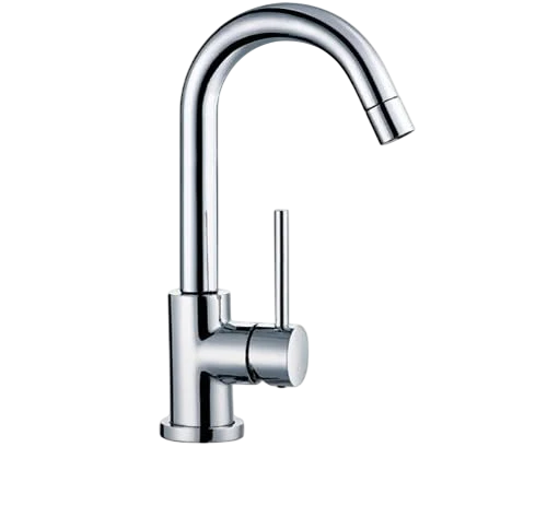 BLU TSP120 pure - 1 single-hole deck-mounted basin mixer with goose-neck swiveling spout