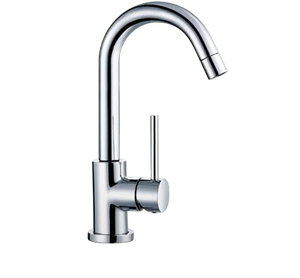 BLU TSP120 pure - 1 single-hole deck-mounted basin mixer with goose-neck swiveling spout