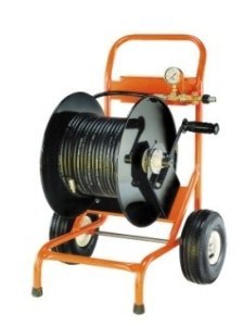 General Wire CM300 Cart Reel 2-Wheel Cart, 300 ft. Capacity Hose Reel (Hose NOT Included), Pressure Gauge, Shut-Off Valve, Tool Box