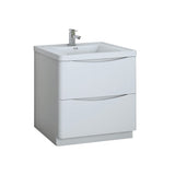 Fresca FCB9132WH-I Fresca Tuscany 32" Glossy White Free Standing Modern Bathroom Cabinet w/ Integrated Sink