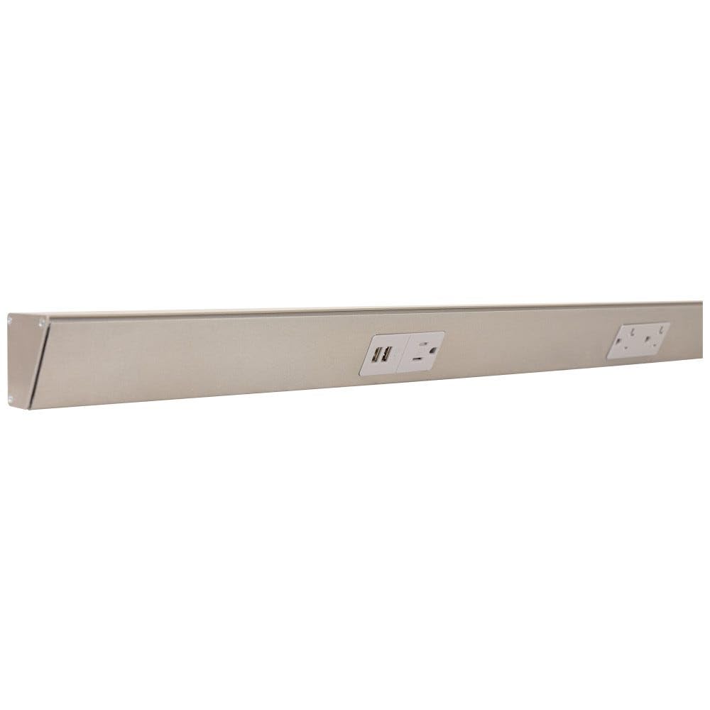 Task Lighting TRU60-4GD-P-SN 60" TR USB Series Angle Power Strip with USB, Satin Nickel Finish, Grey Receptacles