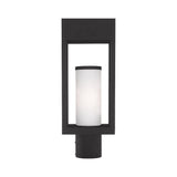 Livex Lighting 20984-04 Bleecker - One Light Outdoor Post Top Lantern with Satin Opal White Glass, Choose Finish: Black Finish