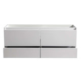 Fresca FCB9260WH-D Fresca Catania 60" Glossy White Wall Hung Double Sink Modern Bathroom Cabinet