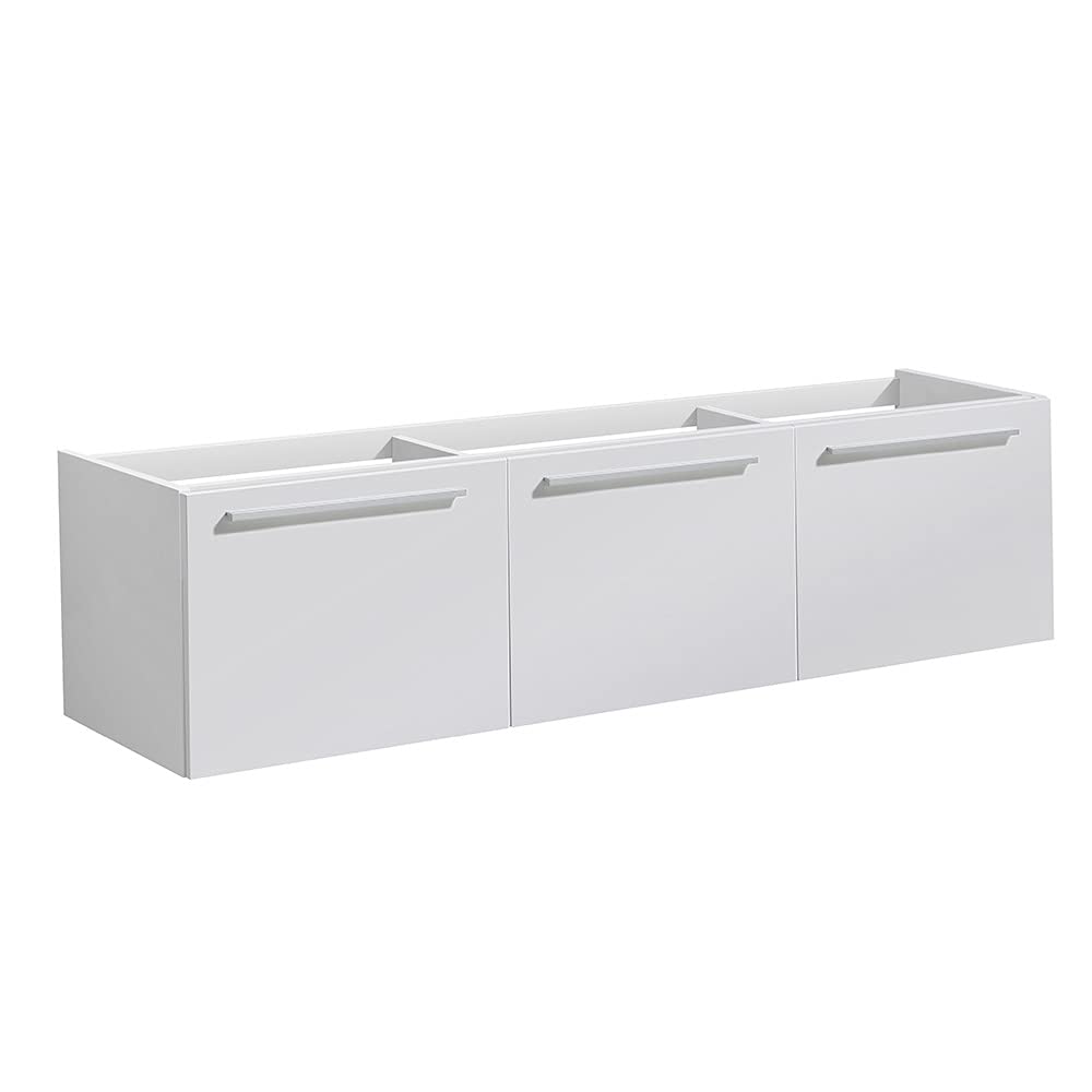Fresca FCB8093WH Fresca Vista 60" White Wall Hung Single Sink Modern Bathroom Cabinet