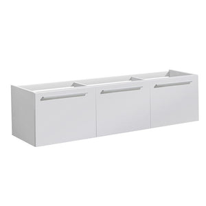 Fresca FCB8093WH Fresca Vista 60" White Wall Hung Single Sink Modern Bathroom Cabinet