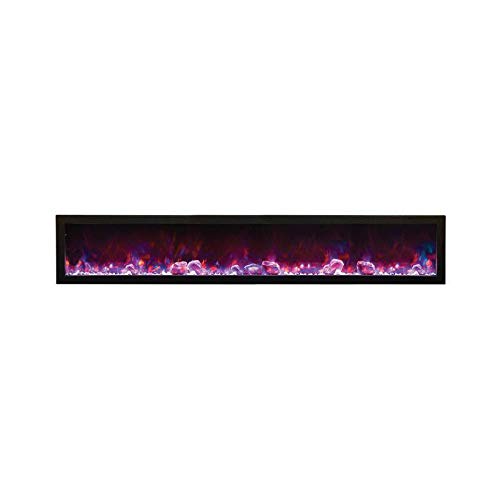 Amantii BI-88-DEEP-OD Panorama Deep Full View Smart Electric  - 88" Indoor /Outdoor WiFi Enabled Fireplace, featuring a MultiFunction Remote, Multi Speed Flame Motor, Glass Media & a Black Trim