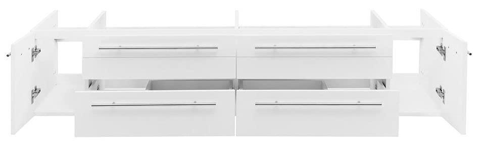 Fresca FCB6172WH-VSL Fresca Lucera 72" White Wall Hung Double Vessel Sink Modern Bathroom Cabinet