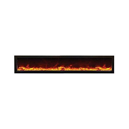 Amantii BI-88-DEEP-OD Panorama Deep Full View Smart Electric  - 88" Indoor /Outdoor WiFi Enabled Fireplace, featuring a MultiFunction Remote, Multi Speed Flame Motor, Glass Media & a Black Trim