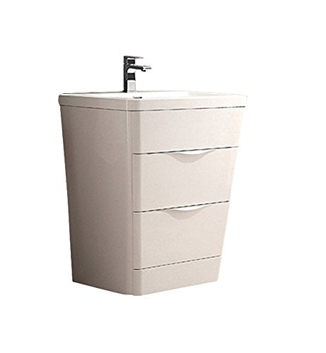 Fresca FCB8525WH-I Fresca Milano 26" Glossy White Modern Bathroom Cabinet w/ Integrated Sink