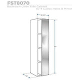 Fresca FST8070GO Fresca Gray Oak Bathroom Linen Side Cabinet w/ 4 Cubby Holes & Mirror
