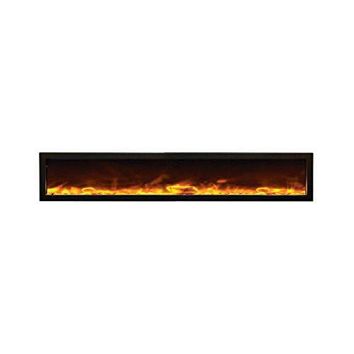 Amantii BI-88-DEEP-OD Panorama Deep Full View Smart Electric  - 88" Indoor /Outdoor WiFi Enabled Fireplace, featuring a MultiFunction Remote, Multi Speed Flame Motor, Glass Media & a Black Trim