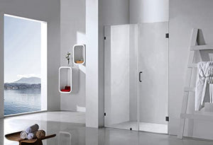 Genius Plus Frameless Shower Door Size fits for Width of 57' - 61'' * H76'' with a Side Panel in Matte Black Premium Hardware Finish, Low Iron Tempered Glass Included(59'') …