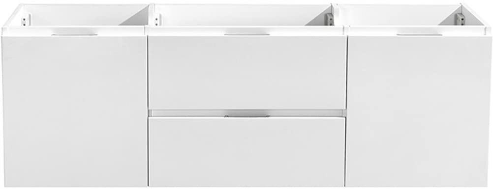 Fresca FCB8360WH-D Fresca Valencia 60" Glossy White Wall Hung Double Sink Modern Bathroom Cabinet