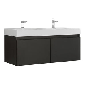 Fresca FCB8012BW-I Fresca Mezzo 48" Black Wall Hung Double Sink Modern Bathroom Cabinet w/ Integrated Sink