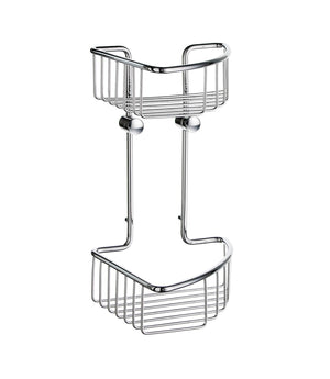 Smedbo Sideline Basic Corner Shower Double Basket in Polished Chrome