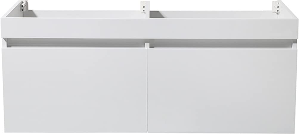 Fresca FCB8012WH Fresca Mezzo 48" White Wall Hung Double Sink Modern Bathroom Cabinet