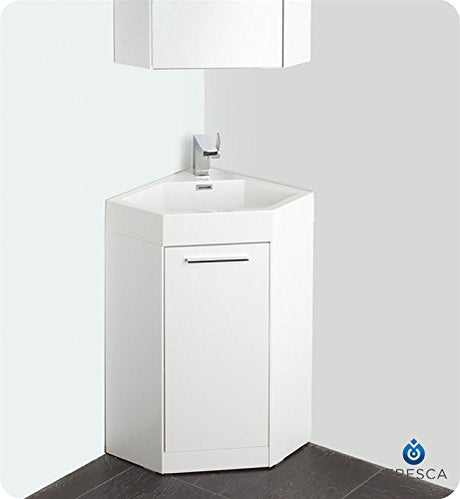 Fresca FVN5084WH Fresca Coda 18" White Modern Corner Bathroom Vanity