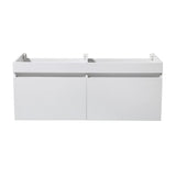 Fresca FCB8012BW Fresca Mezzo 48" Black Wall Hung Double Sink Modern Bathroom Cabinet