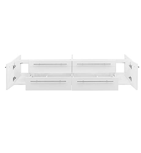 Fresca FCB6172WH-UNS Fresca Lucera 72" White Wall Hung Double Undermount Sink Modern Bathroom Cabinet