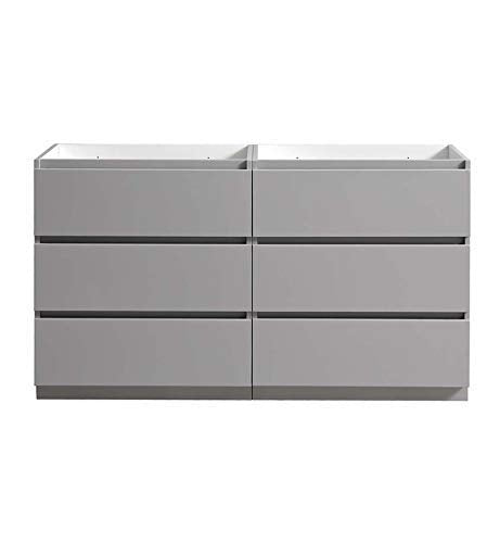 Fresca FCB93-3030GR-D Fresca Lazzaro 60" Gray Free Standing Double Sink Modern Bathroom Cabinet