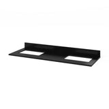 Jeffrey Alexander VKITWAV60WHBGR 60" White Wavecrest Vanity, double bowl, Black Granite Vanity Top, two undermount rectangle bowls