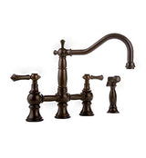 Canterbury Straight Double Handle Widespread Bridge Faucet with Side Spray Finish: Polished, Handle Type: Metal Cross Handles