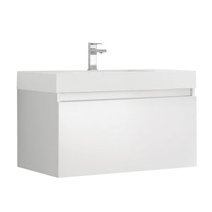 Fresca FCB8008WH-I Fresca Mezzo 36" White Wall Hung Modern Bathroom Cabinet w/ Integrated Sink