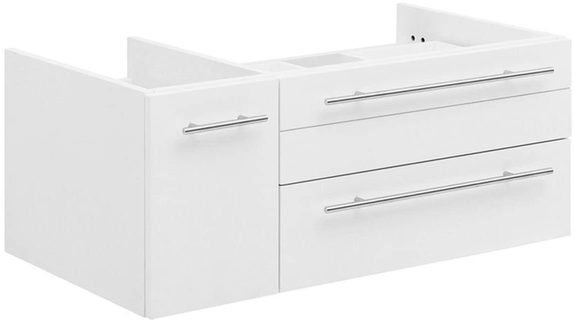 Fresca FCB6136WH-VSL-R Fresca Lucera 36" White Wall Hung Vessel Sink Modern Bathroom Cabinet - Right Version