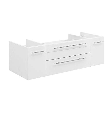 Fresca FCB6148WH-VSL-D Fresca Lucera 48" White Wall Hung Double Vessel Sink Modern Bathroom Cabinet
