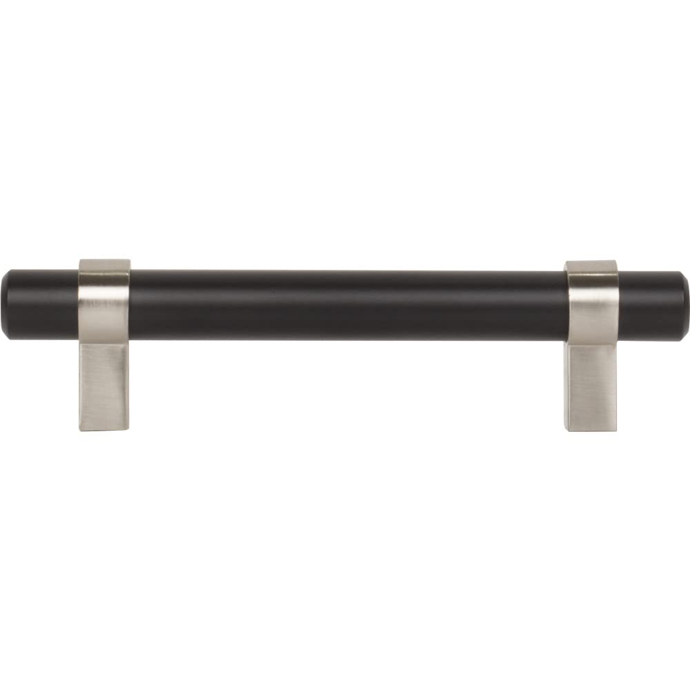 Jeffrey Alexander 596MBSN 96 mm Center-to-Center Matte Black with Satin Nickel Key Grande Cabinet Bar Pull