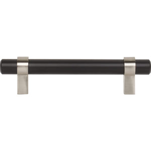 Jeffrey Alexander 596MBSN 96 mm Center-to-Center Matte Black with Satin Nickel Key Grande Cabinet Bar Pull
