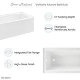 Voltaire 60" X 30" Left-Hand Drain Alcove Bathtub with Apron