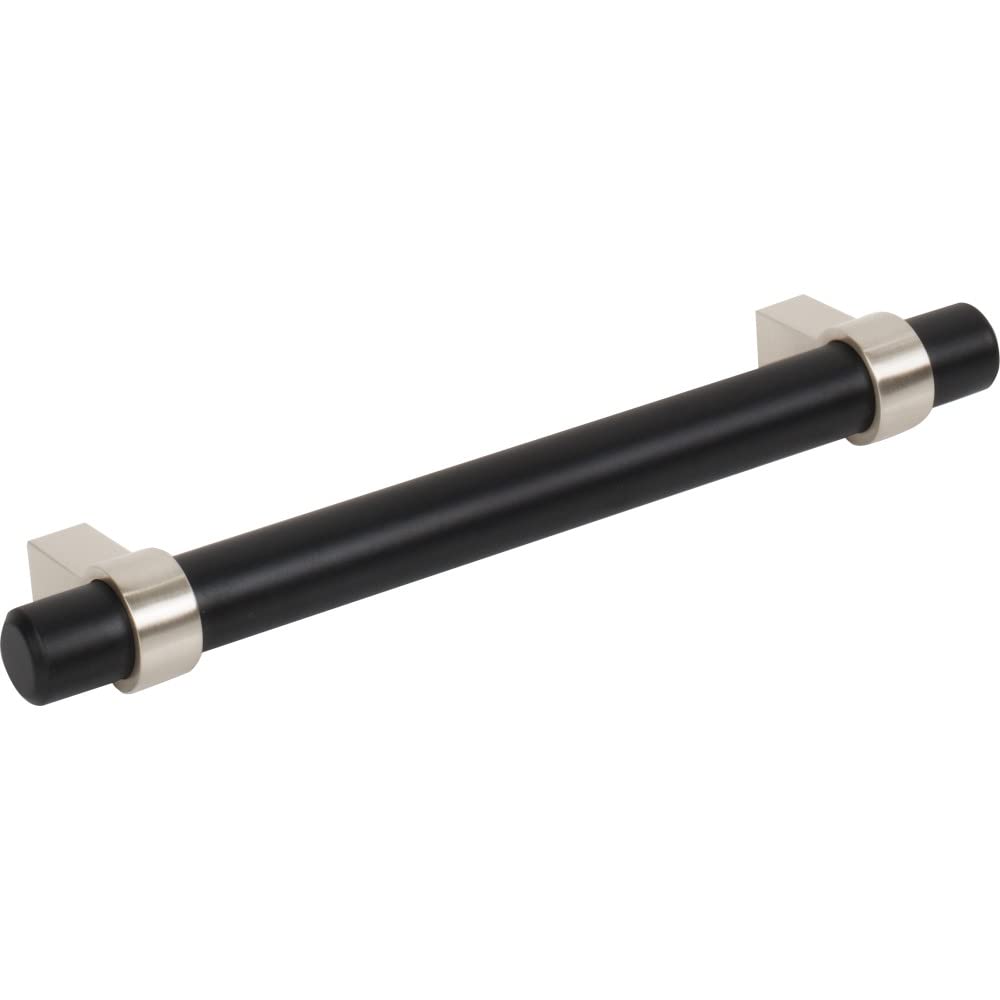 Jeffrey Alexander 5128MBSN 128 mm Center-to-Center Matte Black with Satin Nickel Key Grande Cabinet Bar Pull