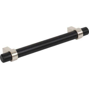 Jeffrey Alexander 5128MBSN 128 mm Center-to-Center Matte Black with Satin Nickel Key Grande Cabinet Bar Pull