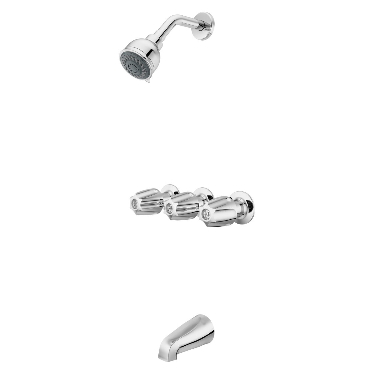 3-Handle Tub & Shower Faucet with Metal Knob Handles