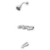 3-Handle Tub & Shower Faucet with Metal Knob Handles