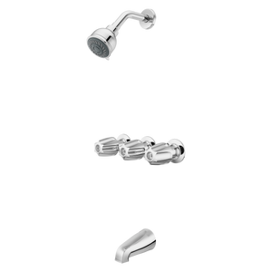 3-Handle Tub & Shower Faucet with Metal Knob Handles