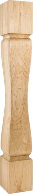 Hardware Resources P82-5-RW 5" W x 5" D x 35-1/2" H Rubberwood Baroque Minimalist Post