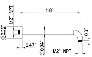 Nikles A48N.L30.000.34N/US Shower arm XL 24mm - 300 Brushed Nickel