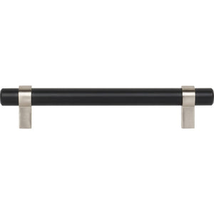 Jeffrey Alexander 5128MBSN 128 mm Center-to-Center Matte Black with Satin Nickel Key Grande Cabinet Bar Pull