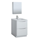 Fresca FVN9124GRG Fresca Tuscany 24" Glossy Gray Free Standing Modern Bathroom Vanity w/ Medicine Cabinet