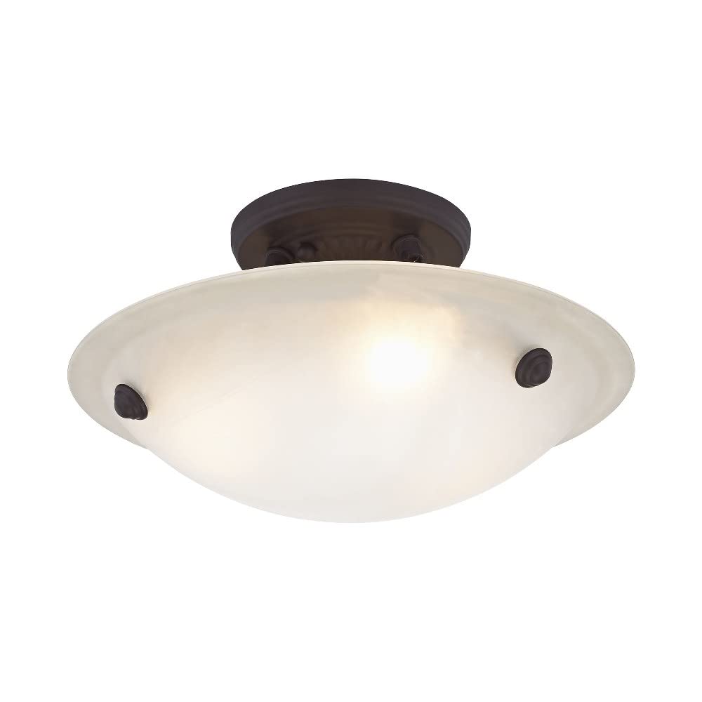 Livex Lighting 5624-07 Home Basics 3 Light Bronze Semi Flush Mount with Honey Alabaster Glass