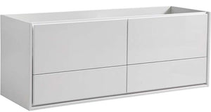 Fresca FCB9260WH-S Fresca Catania 60" Glossy White Wall Hung Single Sink Modern Bathroom Cabinet