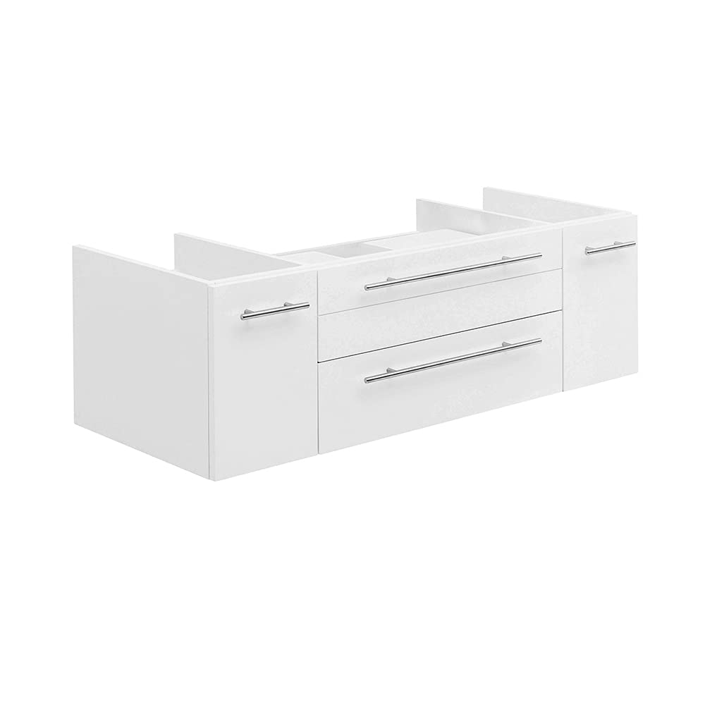 Fresca FCB6148WH-VSL Fresca Lucera 48" White Wall Hung Vessel Sink Modern Bathroom Cabinet