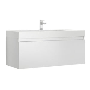 Fresca FCB8011WH-I Fresca Mezzo 48" White Wall Hung Modern Bathroom Cabinet w/ Integrated Sink